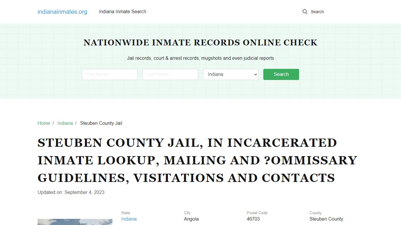 Steuben County Jail, IN: Offender Locator, Visitation & Contact Info
