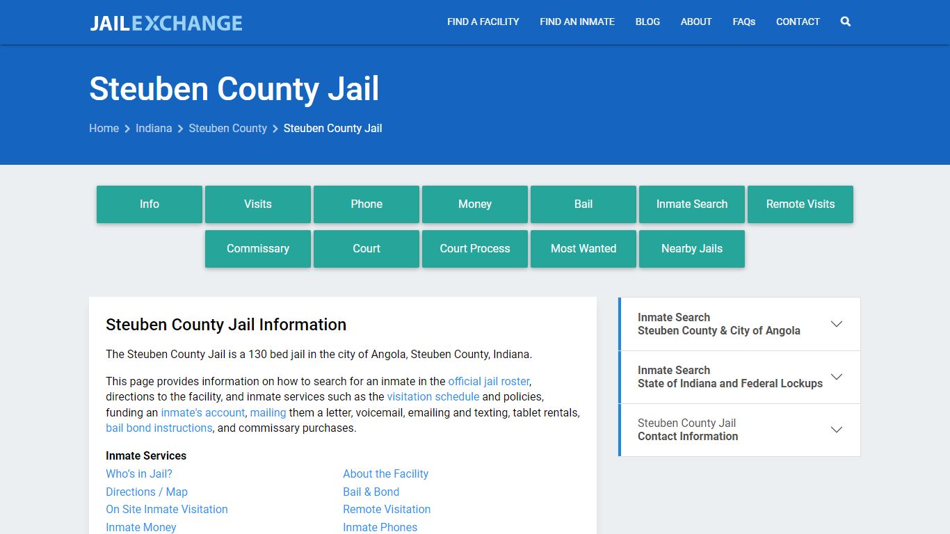 Steuben County Jail, IN Inmate Search, Information